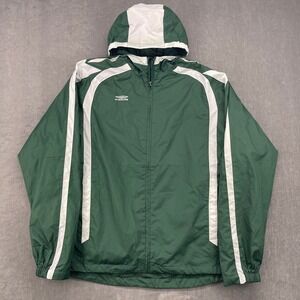 Umbro Mens X-Large Green Windbreaker Hooded Full Zip Mesh Lined Soccer Jacket